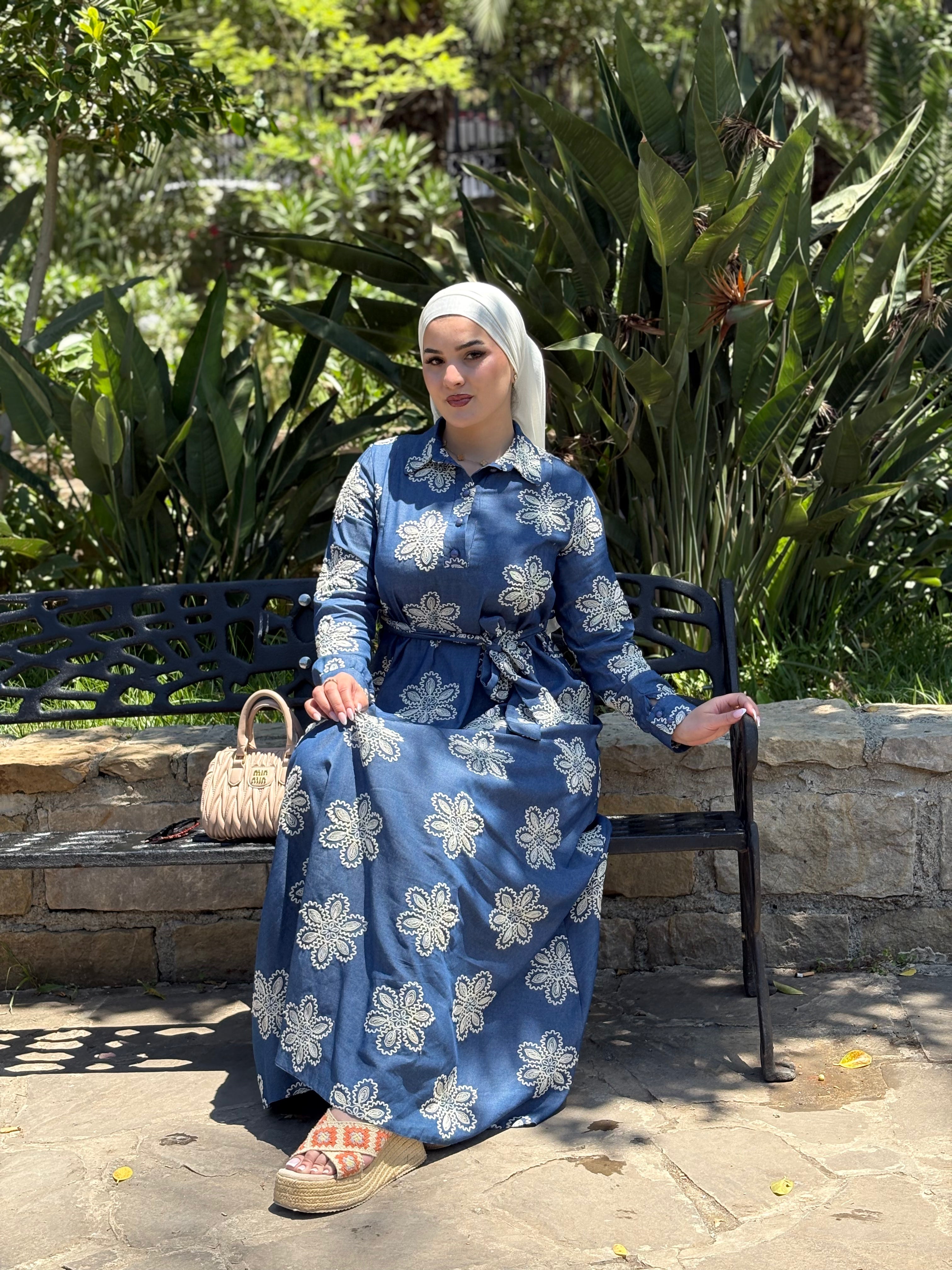 ROBE LIN JEAN BRODEE